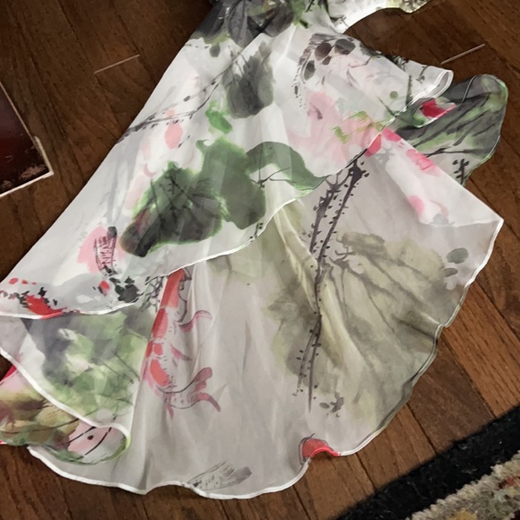 Satin Sheer off the Shoulder Flare Sleeve Crop Top - Picture 2 of 3